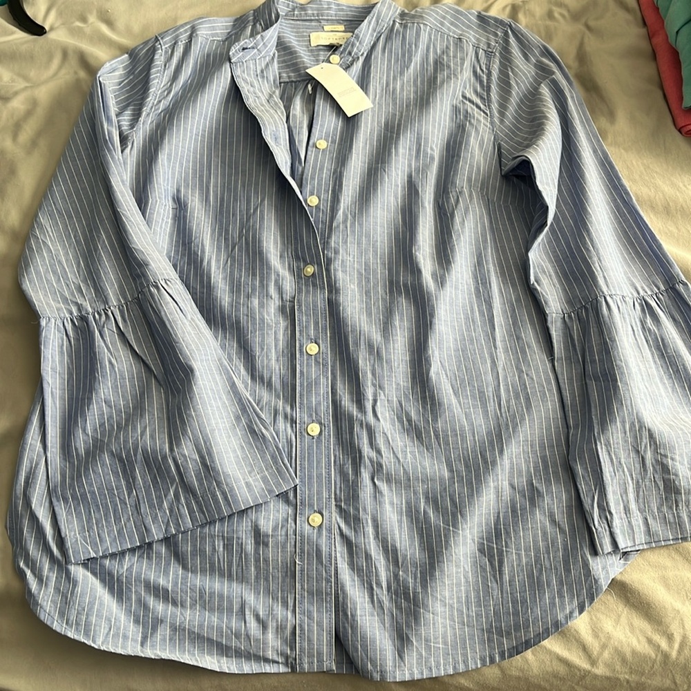 Loft softened pinstripe button down NWT